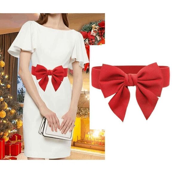 🎀 Red Bow Decor Elastic Stretchy Wide Corset Belt SIZE L-XL NEW - Picture 1 of 16